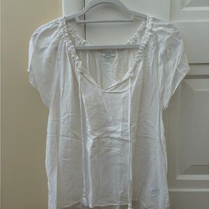 Talula White Blouse with Drawstring Detail